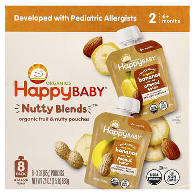 Happy Baby®, Nutty Blends™, 6+ Months, Variety Pack, 8 Pack, 3 oz (85 g) Each