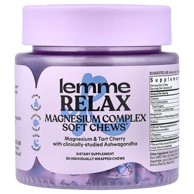 Relax, Magnesium Complex Soft Chews, Blackberry Lemonade, 30 Individually Wrapped Chews