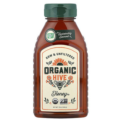 Натуральный мед Organic Honey, необработанный и нефильтрованный, 12 oz (340 g)