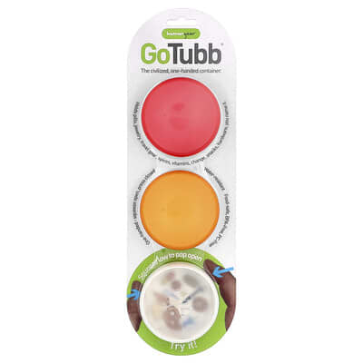 GoTubb® контейнеры, прозрачные, оранжевые, красные, 3 шт.