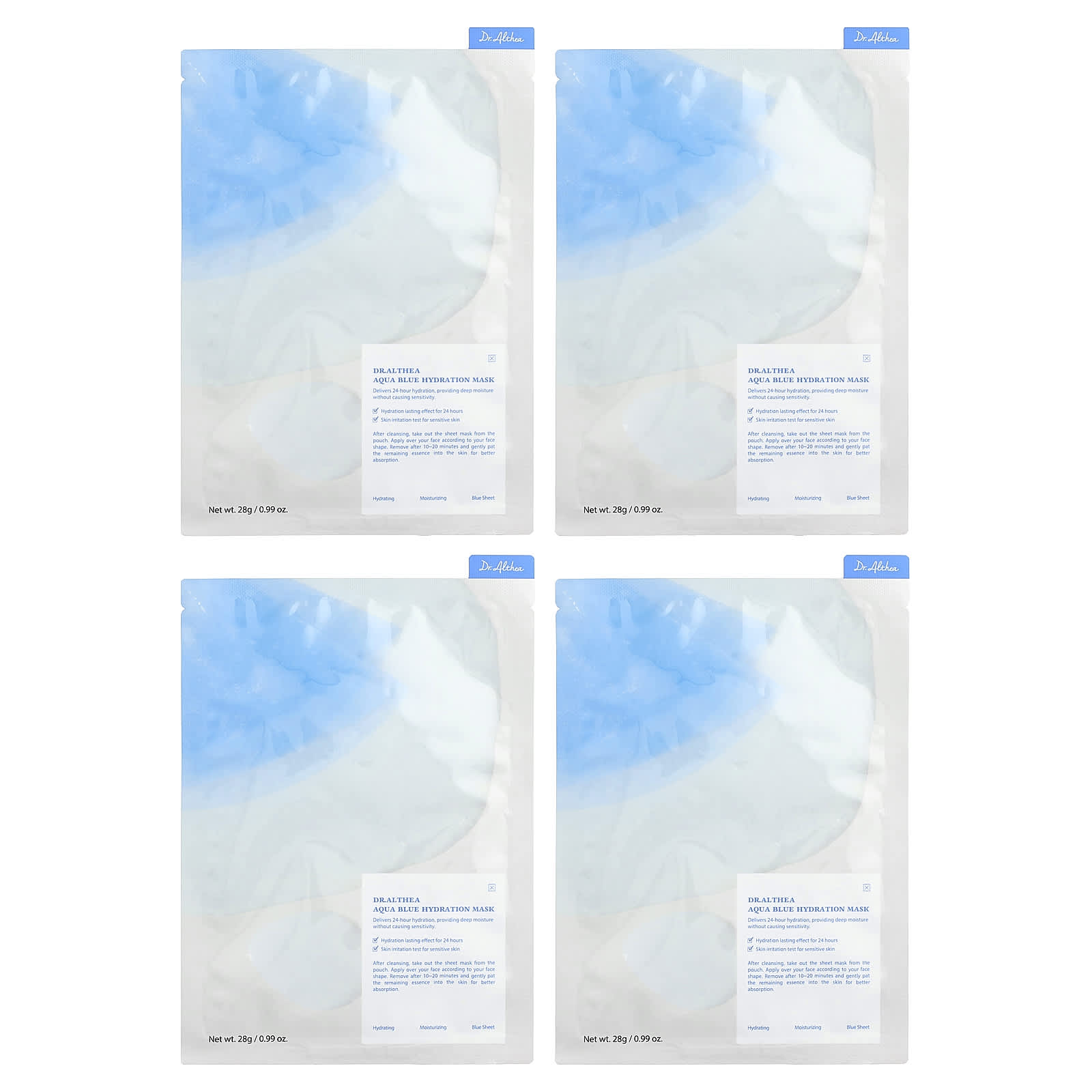 Увлажняющая маска для лица Aqua Blue Hydration Beauty Mask, 4 шт., 0.99 oz (28 g) каждая