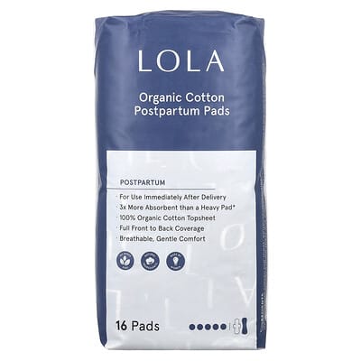 Organic Cotton Postpartum Pads, 16 Pads