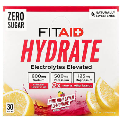 FITAID розовый гималайский лимонад Hydrate, 30 стиков, 0.18 oz (5.2 g) каждый