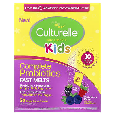 Kids, Complete Probiotics Fast Melts, 3+ Years, Mixed Berry, 30 Single Serve Packets, 0.05 oz (1.4 g) Each