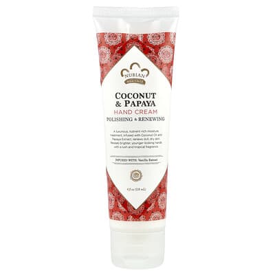 Nubian Heritage Крем для рук, кокос и папайя, 4 fl oz (118 ml)