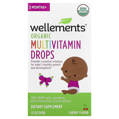 Organic Multivitamin Drops, 2 Months+, Cherry, 1 fl oz (30 ml)