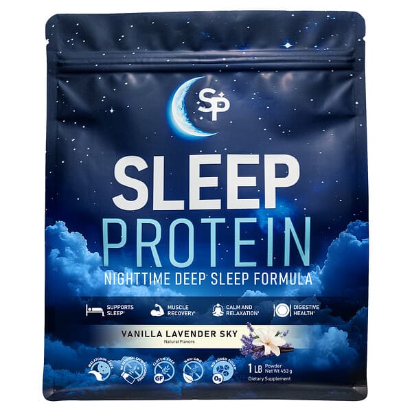 Sleep Protein протеиновый порошок Nighttime Deep Sleep Formula, Vanilla Lavender Sky, 1 lb (453 g)