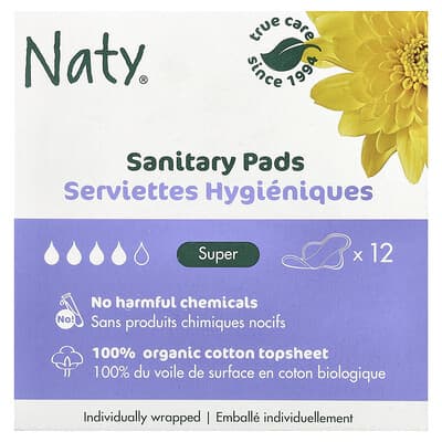 Sanitary Pads, Super, 12 Pads