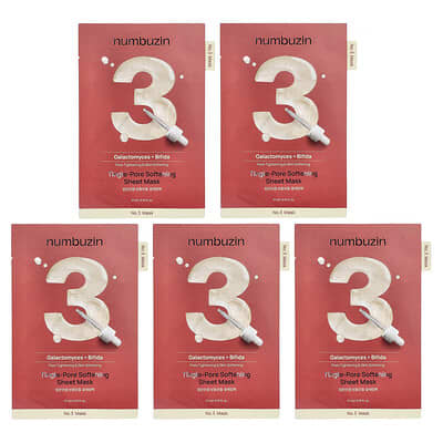 No.3 Tingle-Pore Softening Beauty Sheet Mask, 5 Sheets, 0.91 fl oz (27 ml) Each