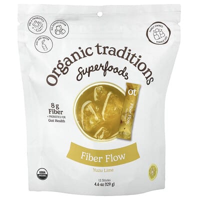 Fiber Flow™, Yuzu Lime, 12 Sticks, 0.38 oz (10.75 g) Each