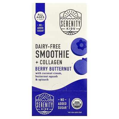 Смузи без молочных продуктов + Коллаген, для всех возрастов 6+ месяцев, Berry Butternut, 6 пакетиков по 3.5 oz (99 g)