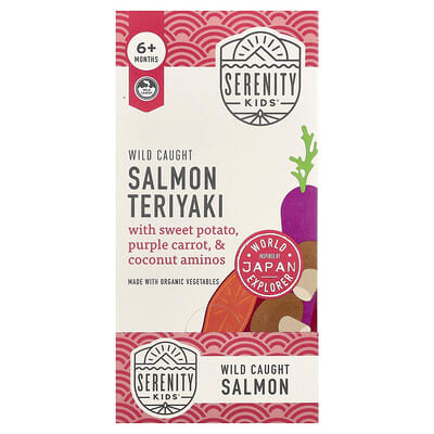 Wild Caught Salmon Teriyaki with Sweet Potato, Purple Carrot, & Coconut Aminos, 6+ Months, 6 Pouches, 3.5 oz (99 g) Each