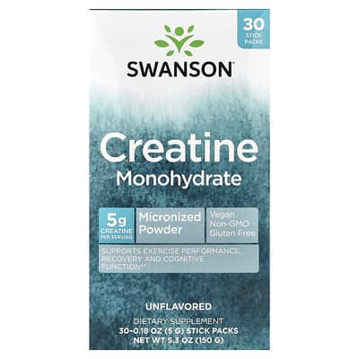 Creatine Monohydrate, Unflavored, 30 Stick Packs, 0.18 oz (5 g) Each
