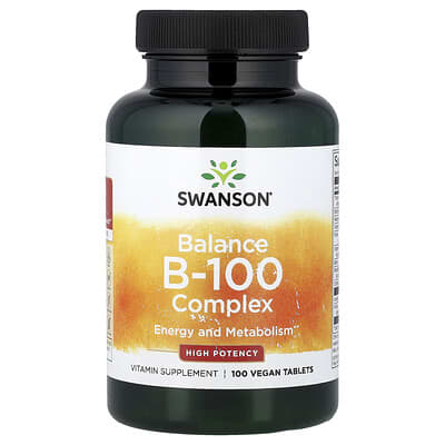Комплекс витаминов B Swanson Vitamins Balance B-100 Complex, 100 вегетарианских таблеток