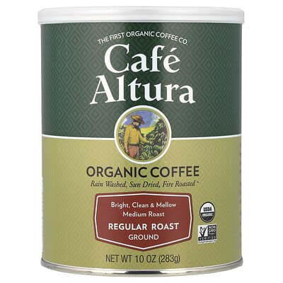 Organic Coffee, Ground, Regular Roast, 10 oz (283 g)