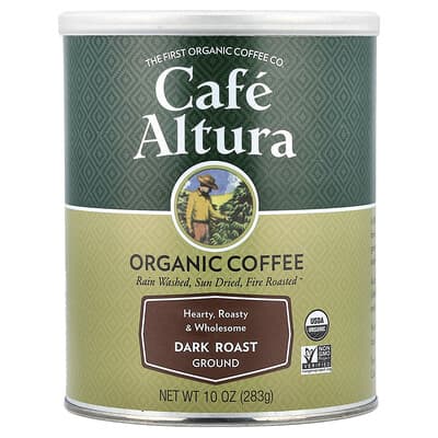 Organic Coffee, Ground, Dark Roast, 10 oz (283 g)