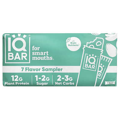 Plant Protein Bar, 7 Flavor Sampler, 7 Bars, 1.6 oz (45 g) Each