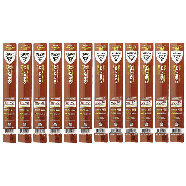 Mission Meats мясные палочки Jalapeno Beef Stick, 12 шт по 1 oz (28 g)