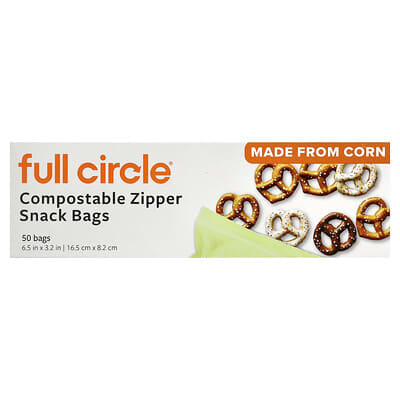 Compostable Zipper Snack Bags, 50 Bags