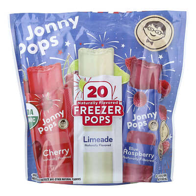 JonnyPops Фруктовый лед (лайм, вишня, голубая малина), 20 шт, 1.4 fl oz (41 ml) каждый
