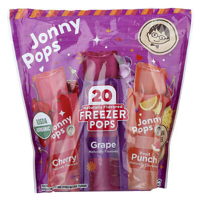 Freezer Pops, Cherry, Grape, Fruit Punch, 20 Pops, 1.4 fl oz (41 ml) Each