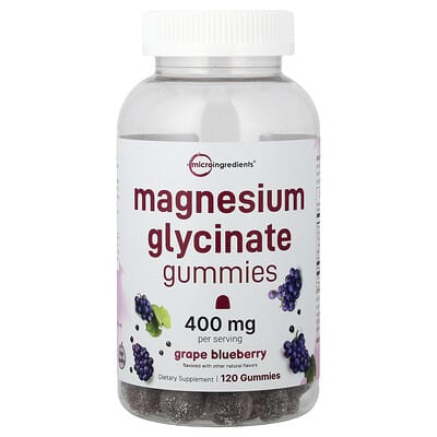 Magnesium Glycinate Gummies, Grape Blueberry, 120 Gummies (200 mg per Gummy)