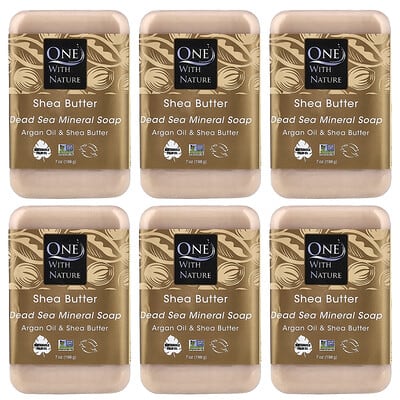Dead Sea Mineral Bar Soap, Shea Butter, 6 Count, 7 oz (198 g) Each