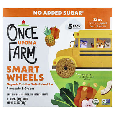 Smart Wheels Органический батончик для малышей Pineapple & Greens, 5 шт., 0.67 oz (19 g)