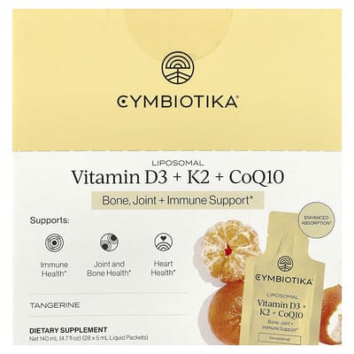 Liposomal Vitamin D3 + K2 + CoQ10, Tangerine, 28 Liquid Packets, 0.17 fl oz (5 ml) Each