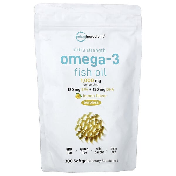 Omega-3 Fish Oil, Lemon,  300 Softgels (500 mg per Softgel)