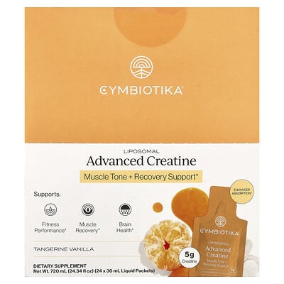 Cymbiotika Liposomal Advanced Creatine, Tangerine Vanilla, 24 жидких пакетика, по 1 fl oz (30 ml)