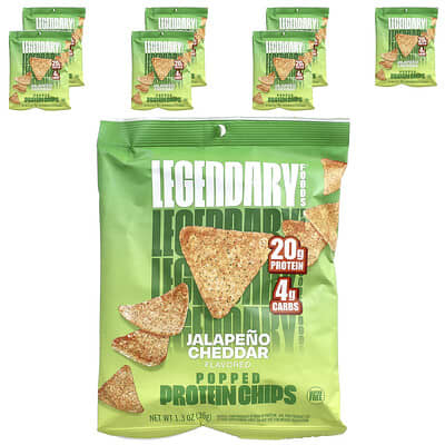 Popped Protein Chips, Jalapeno Cheddar, 7 Bags, 1.3 oz (36 g) Each