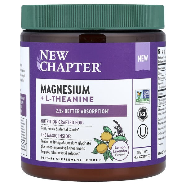 New Chapter Порошок Magnesium + L-Theanine, Lemon Lavender, 4.9 oz (141 g)