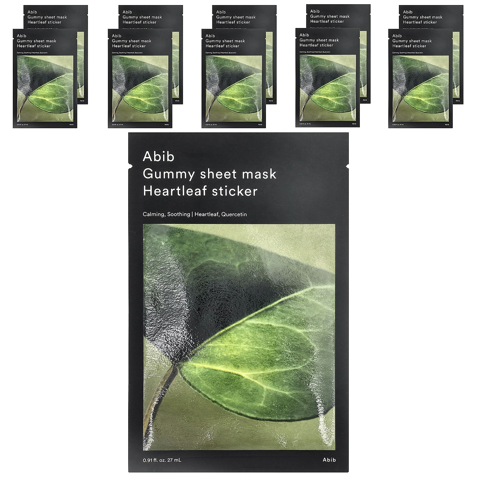 Тканевая маска для лица Gummy Beauty Sheet Mask, Heartleaf Sticker, 10 Sheets, 0.91 fl oz (27 ml) Each
