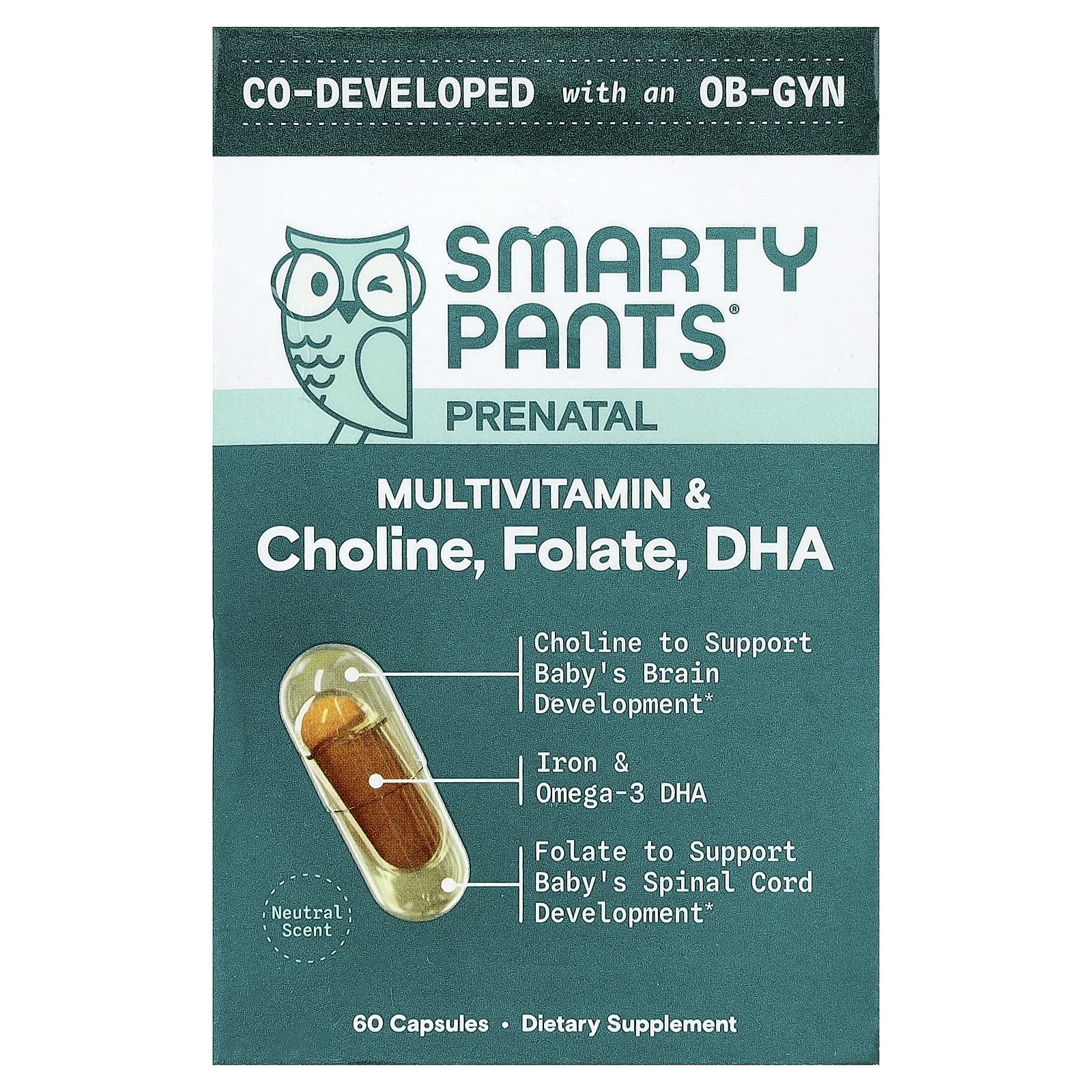 Мультивитамины SmartyPants Prenatal, DHA, 60 Capsules