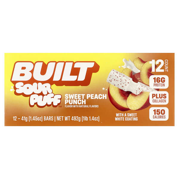 Sour Puff™, Protein Bars, Sweet Peach Punch, 12 Bars, 1.45 oz (41 g) Each