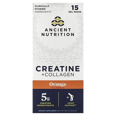 Creatine + Collagen, Orange, 15 Gel Packs, 1 fl oz (30 ml) Each