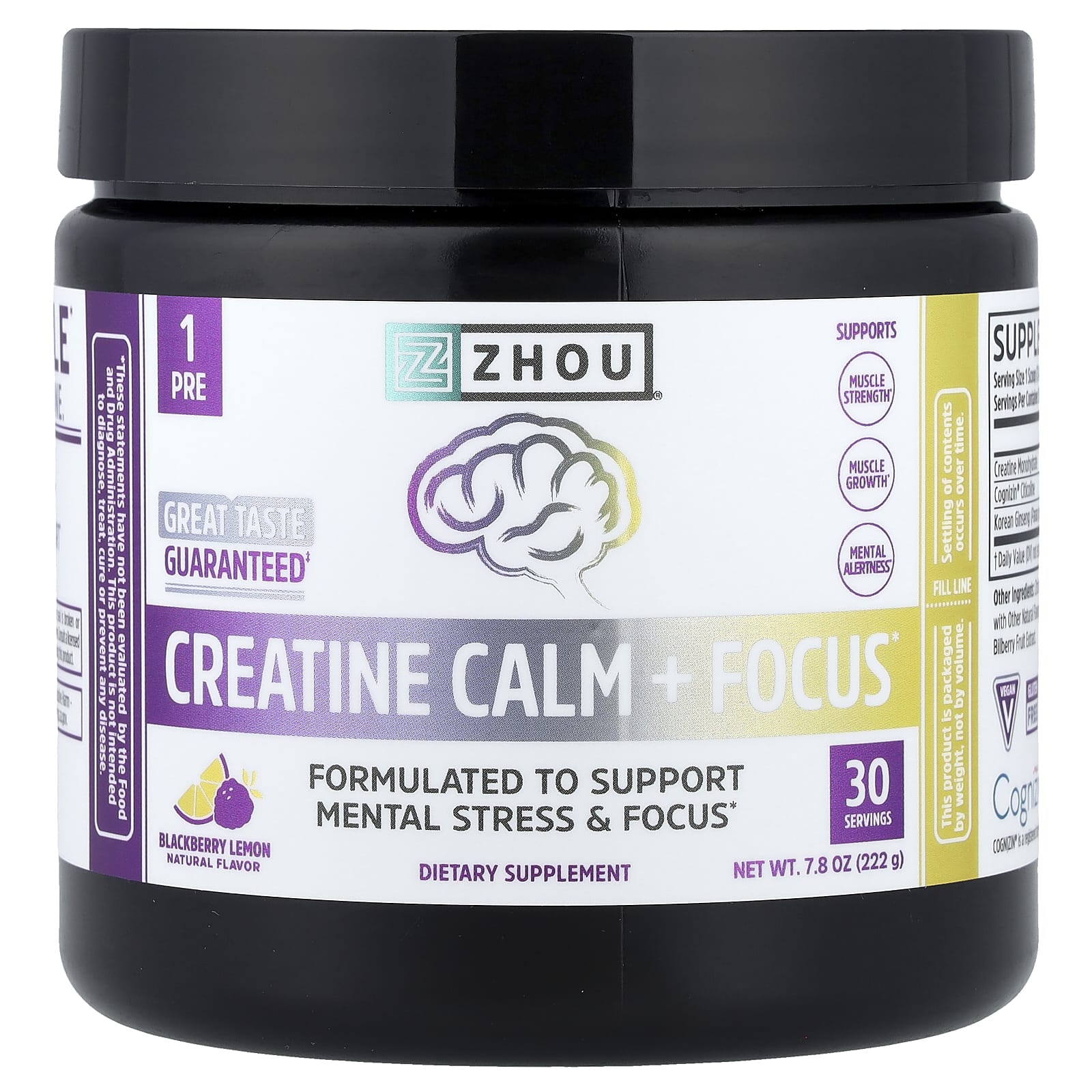 Креатин Calm + Focus, Blackberry Lemon, 7.8 oz (222 g)