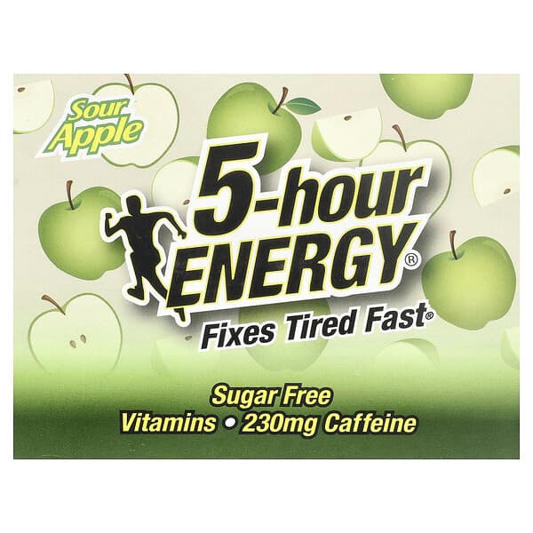 Энергетический напиток 5 hour Energy Sour Apple, 12 бутылок по 57 ml