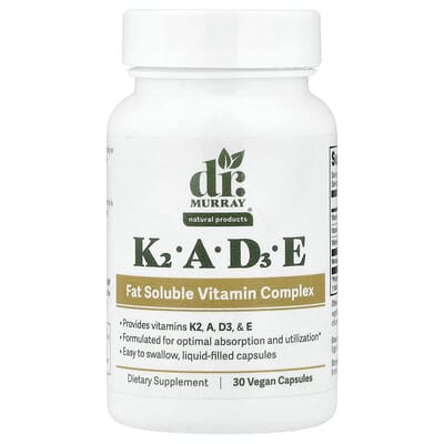Dr. Murray's K2, A, D3, E, 30 веганских капсул