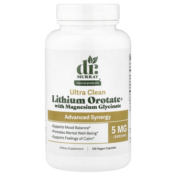 Добавка Dr. Murray's Lithium Orotate+ с Magnesium Glycinate, 120 Vegan Capsules