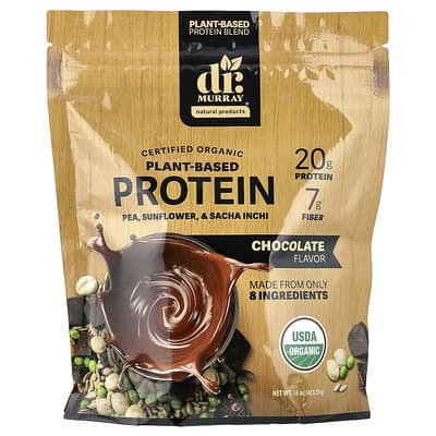 Organic Plant-Based Protein, Chocolate, 16 oz (453.59 g)