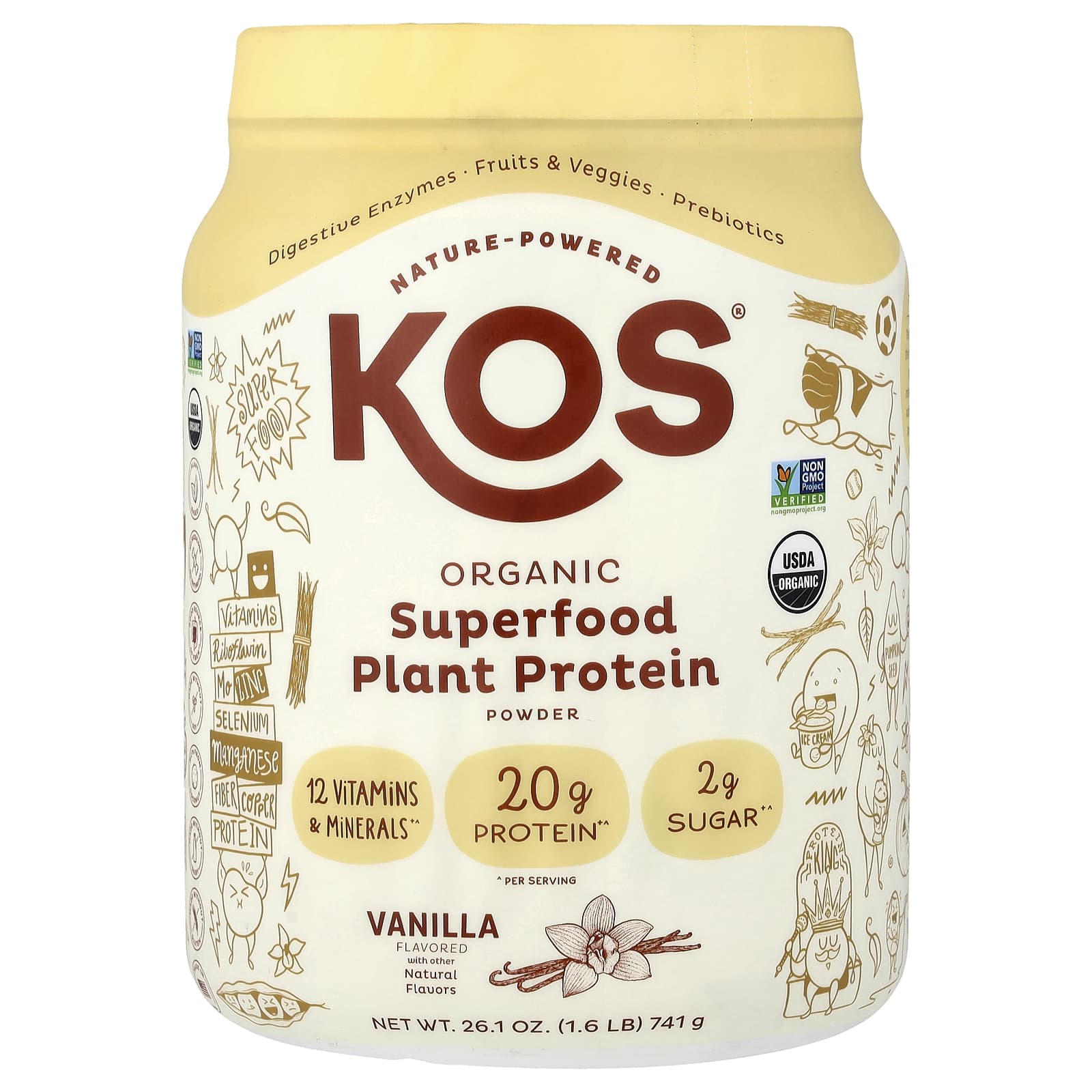 Organic Superfood Plant Protein Powder, Vanilla, 1.6 lb (741 g)