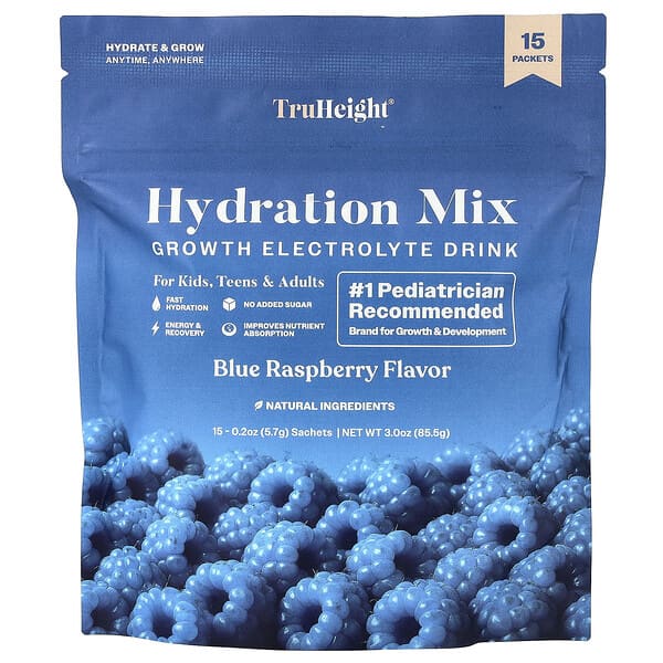 Hydration Mix, Blue Raspberry, 15 Packets, 0.2 oz (5.7 g) Each