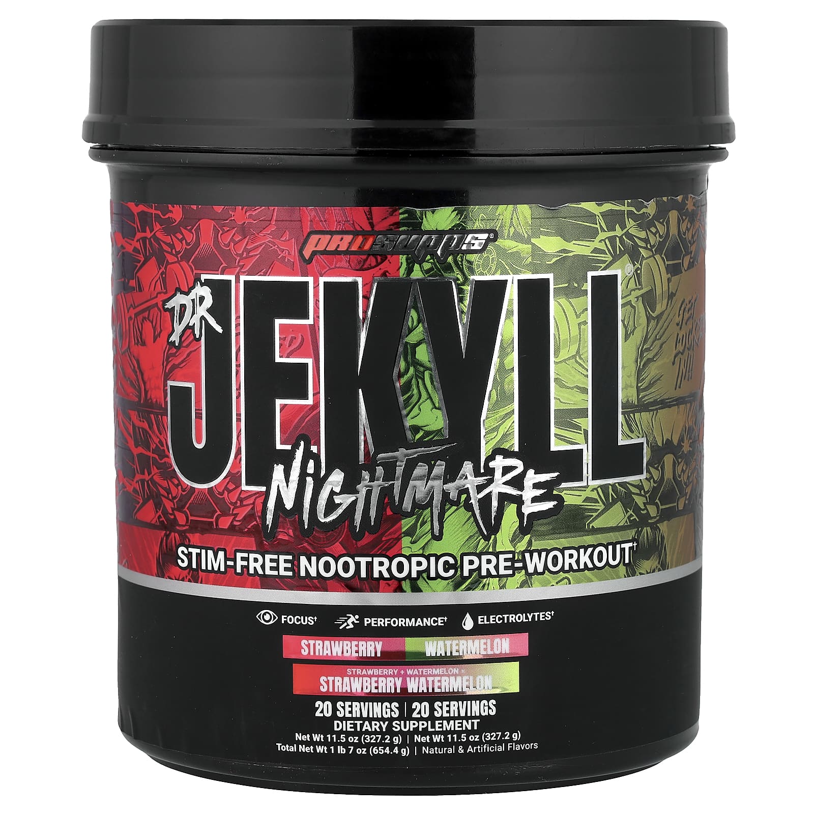 ProSupps Dr. Jekyll Nightmare предтренировочный комплекс без стимуляторов Strawberry Watermelon 1 lb 7 oz (654.4 g)