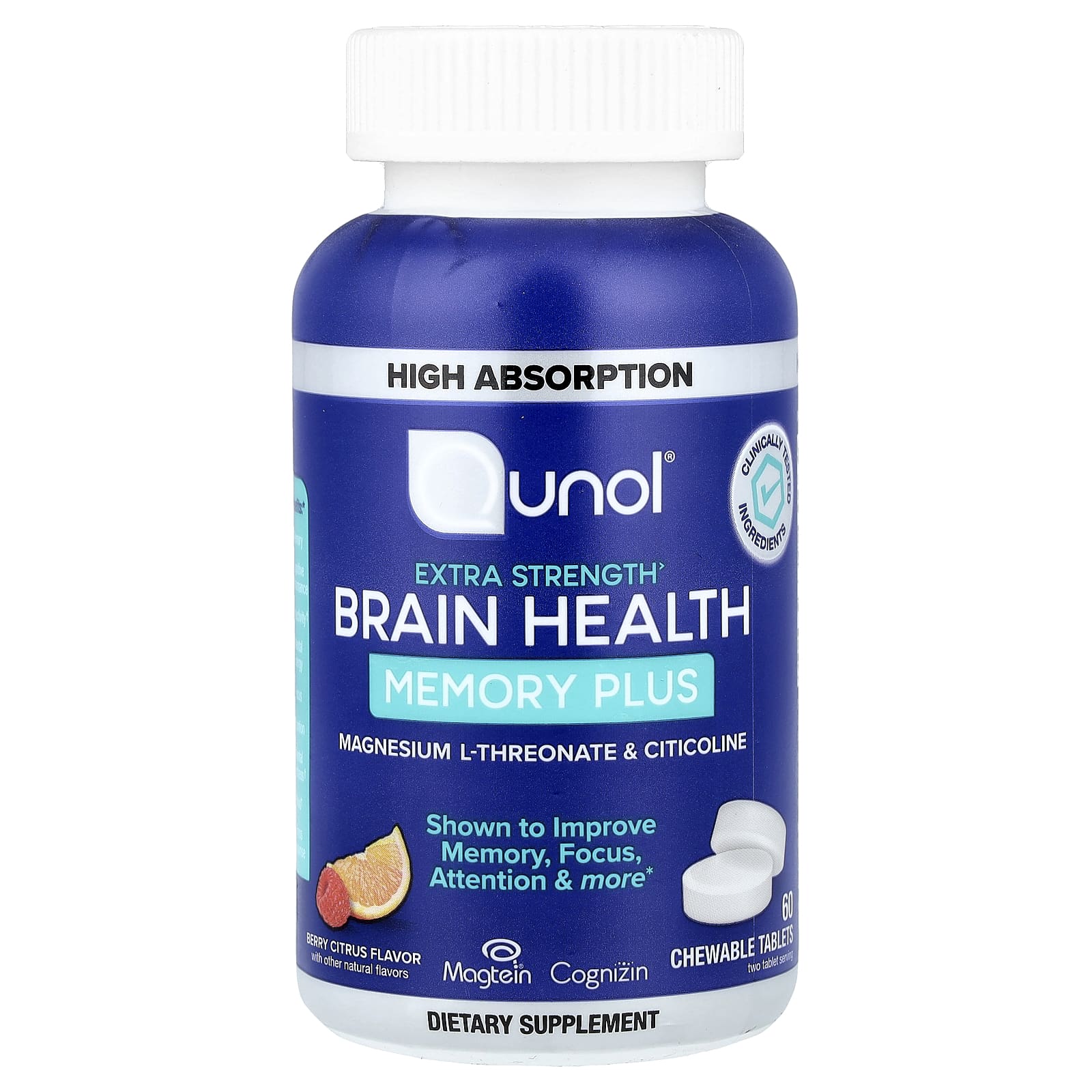 Brain Health, Memory Plus, Berry Citrus, 60 Chewable Tablets
