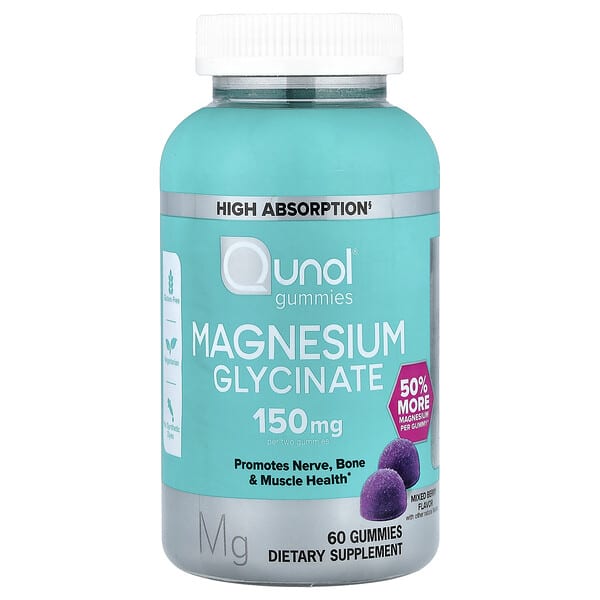 Желе магния Qunol Magnesium Glycinate, Mixed Berry, 60 шт (75 mg на штуку)