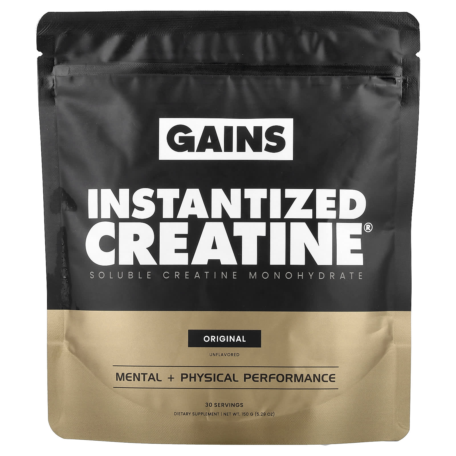 Креатин GAINS Instantized Creatine® Soluble Creatine Monohydrate Original Unflavored 5.29 oz (150 g)
