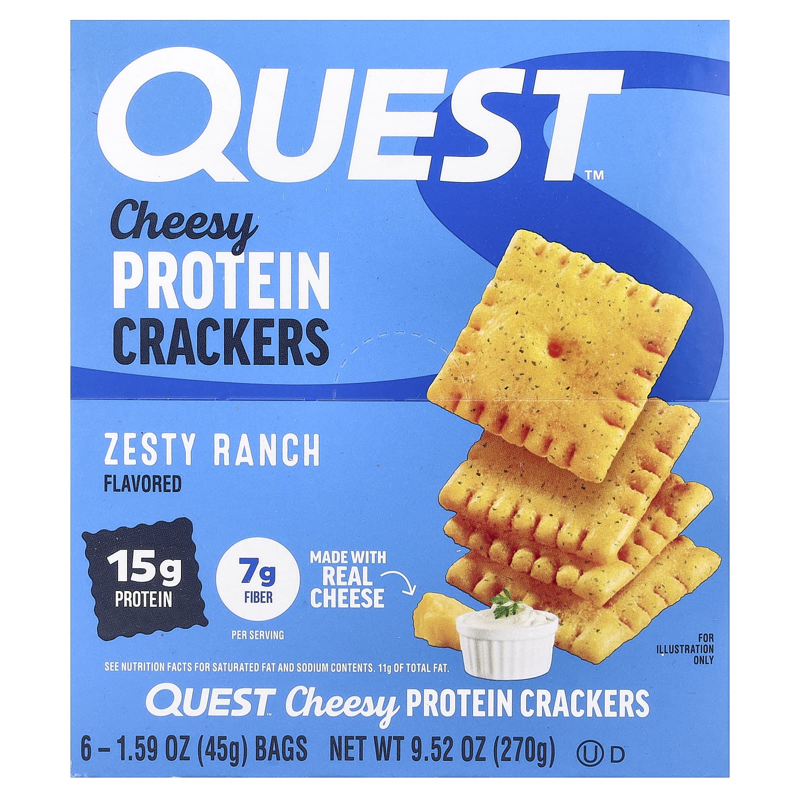 Cheesy Protein Crackers, Zesty Ranch, 6 Bags, 1.59 oz (45 g) Each