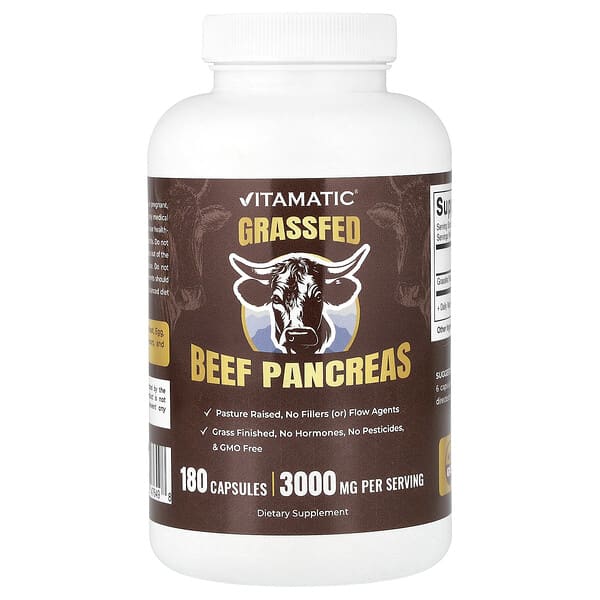 Поджелудочная железа говяжья Vitamatic, 180 капсул (500 mg per Capsule)